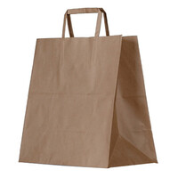 Brown Kraft Paper Bags - Flat Handle Takeaway, 250pcs