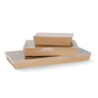 Brown Catering Tray - Small 50mm High with Kraft Window Lid (100 sets)