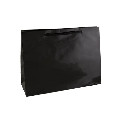 Black Glossy Laminated Paper Bags Small Boutique