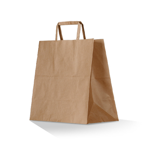 Takeaway Paper Bags - Flat Handle Large (360x320+180 mm, 150/ctn)