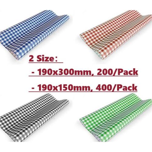Greaseproof Paper - Gingham Blue/Black/Red/Green