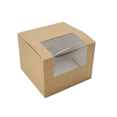 Window Cupcake Box #1 Kraft With Insert (200pcs, 115x115x90mm)