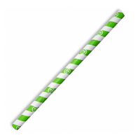 Jumbo Paper Straw - Green Stripe (2500pcs)