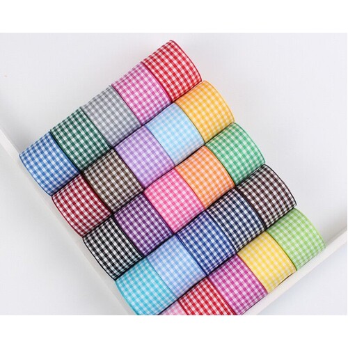 Plaid Ribbons Gift Party Decorations Assorted Colours 50Yards 16mm