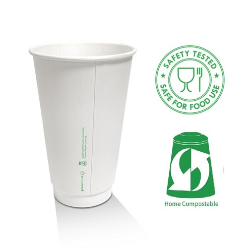 16oz Food-Grade Aqueous Coated White DW Cup - White  (500pcs)
