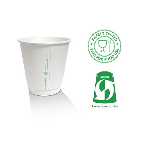 *8oz Food-Grade Aqueous Coated White DW Cup Ø90mm - White  (500pcs)
