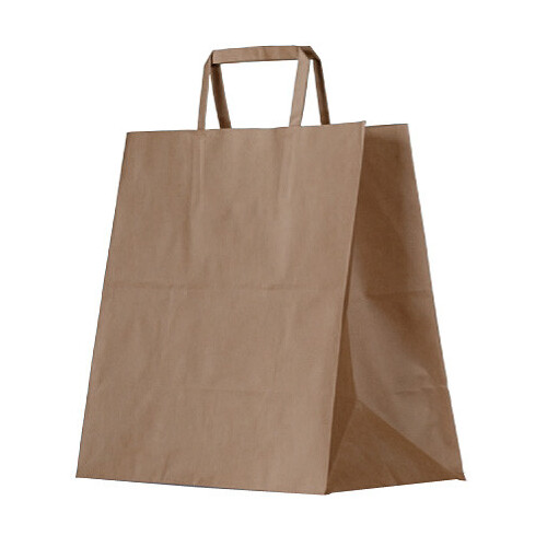 Brown Kraft Paper Bags - Flat Handle Takeaway (250/ctn)