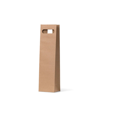 Brown Kraft Die Cut Single Wine Bag (420x110+90mm, 100 pcs)