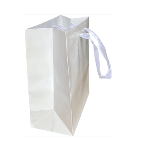 WHITE Gloss Jewellery with Ribbon Handle - Large (200x160+90mm, 200PCS)