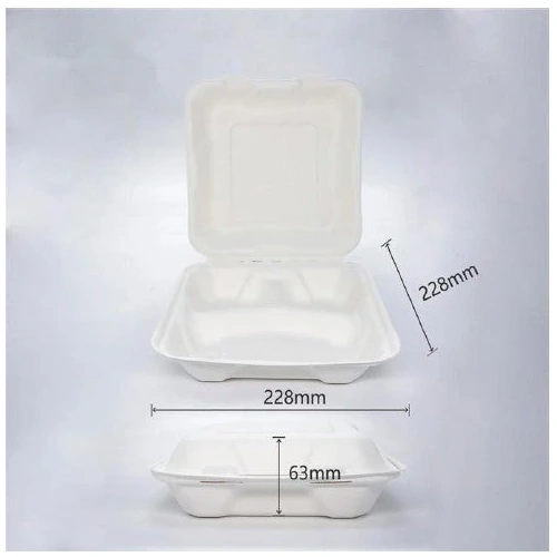 Sugarcane Family Clamshell 9x9x2.5" 3-Compartment (200/ctn)