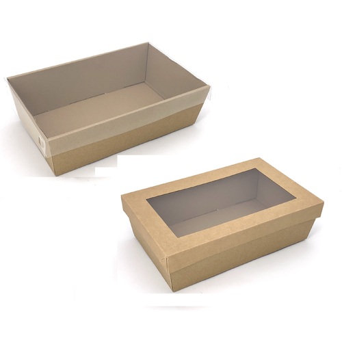 Brown Catering Tray & Lid - Small 80mm High (255 x 155 x 80)mm