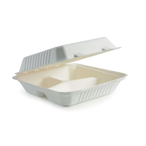 Sugarcane Family Clamshell 9x9x3" 3-Compartment (200/ctn)