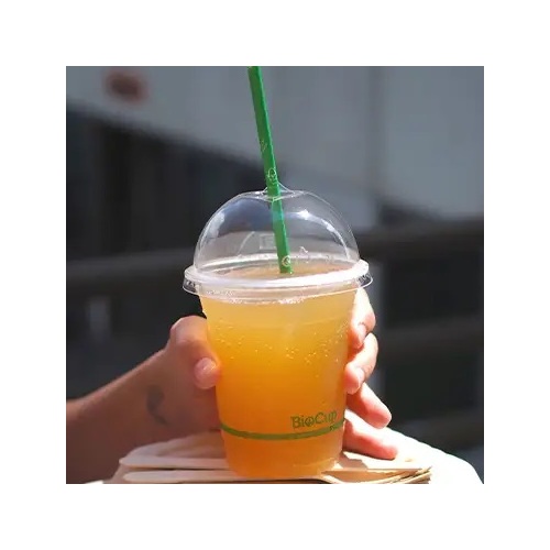 Clear Green Stripe BioCup & Lid 150/200/250/280 ml Ø76
