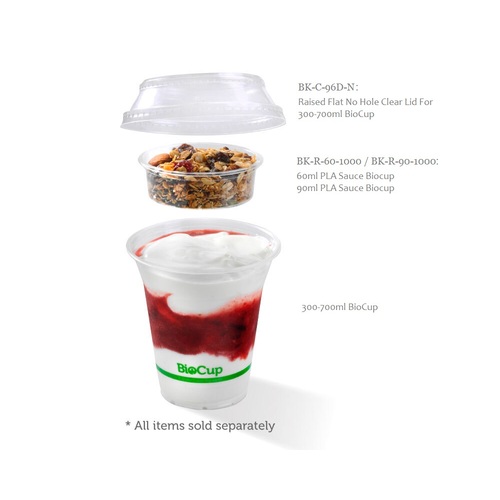 Clear Green Stripe BioCup & Lid 300-700ml Ø96