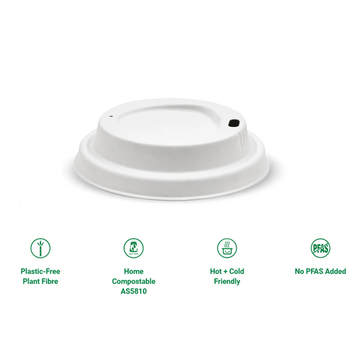 80mm Regular Sugarcane Lid For 6oz/8oz Coffee Cup - White (1000/ctn)