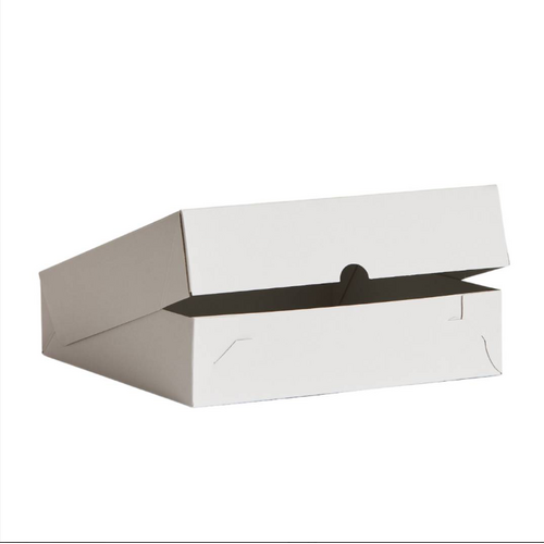 Easy Fold Corrugated Cake Box – White  (50pcs,10x10x2.5 inch)