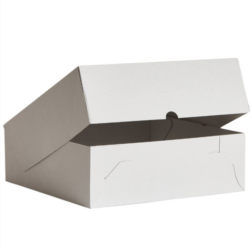 Easy Fold Corrugated Cake Box – White  (50pcs,10x10x4inch)