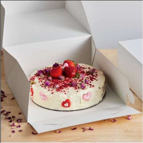 Easy Fold Corrugated Cake Box – White  (50pcs,12x12x4inch)