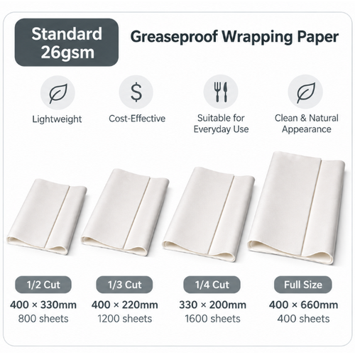 Greaseproof Wrapping Paper 26gsm - 4 size