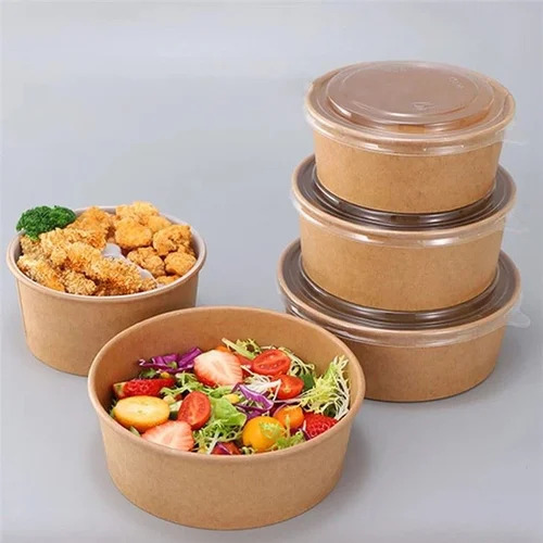 500-1000ml  PE Coated Kraft Salad Bowl & Lid  16/25/32oz  (300/ctn) 