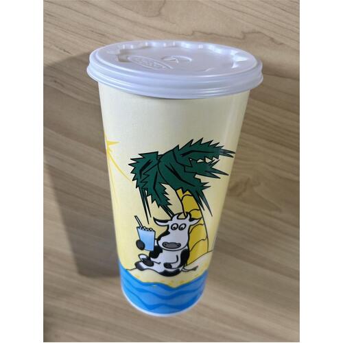 【Last Two!】Paper Cold Drink Cup 700ml/24oz (500/CTN) with flat x-slot lid