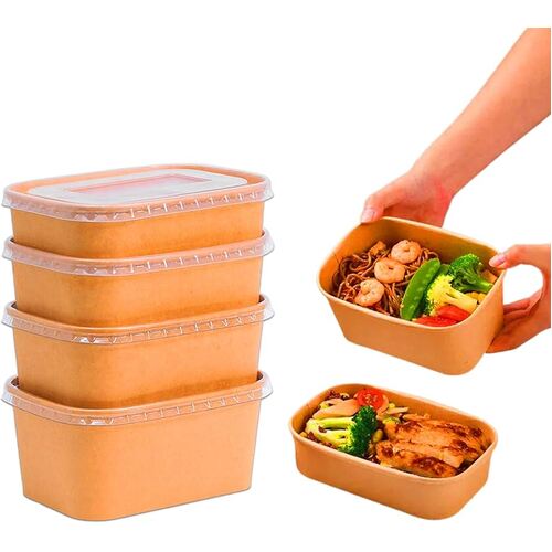 【RETAIL】50pcs Kraft Rectangular Container 150/250/500/650/750/1000ml