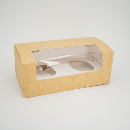 Window Cupcake Box #2 Kraft With Insert (200pcs, 230x115x90mm)