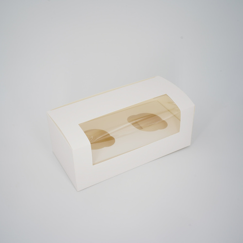 Window Cupcake Box #2 White With Inserts (200pcs, 230x115x90mm)