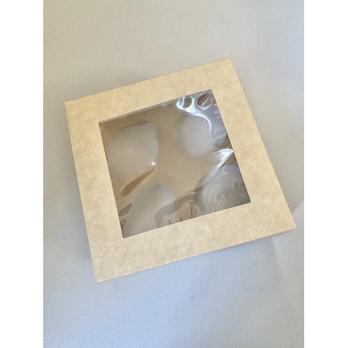 Window Cupcake Box #4 Kraft With Insert (100pcs, 175x175x80mm)