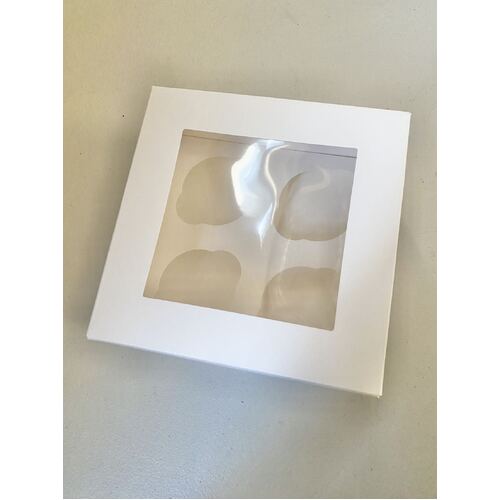 Window Cupcake Box #4 White With Insert (100pcs, 175x175x80mm)